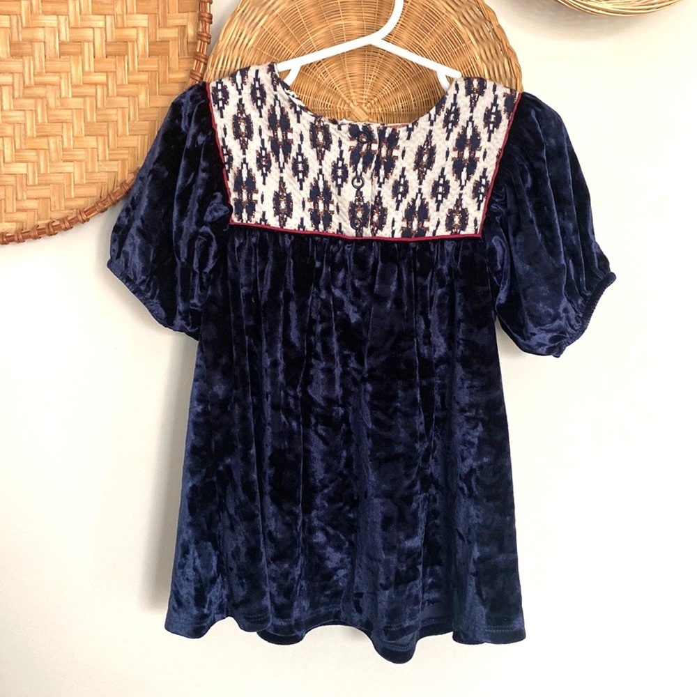Zara girls velour puffy sleeve dress size 2-3 years